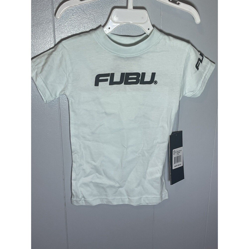 FUBU Boys 2T Light Blue Bear Logo Graphic Short Sleeve Crew Neck T-Shirt
